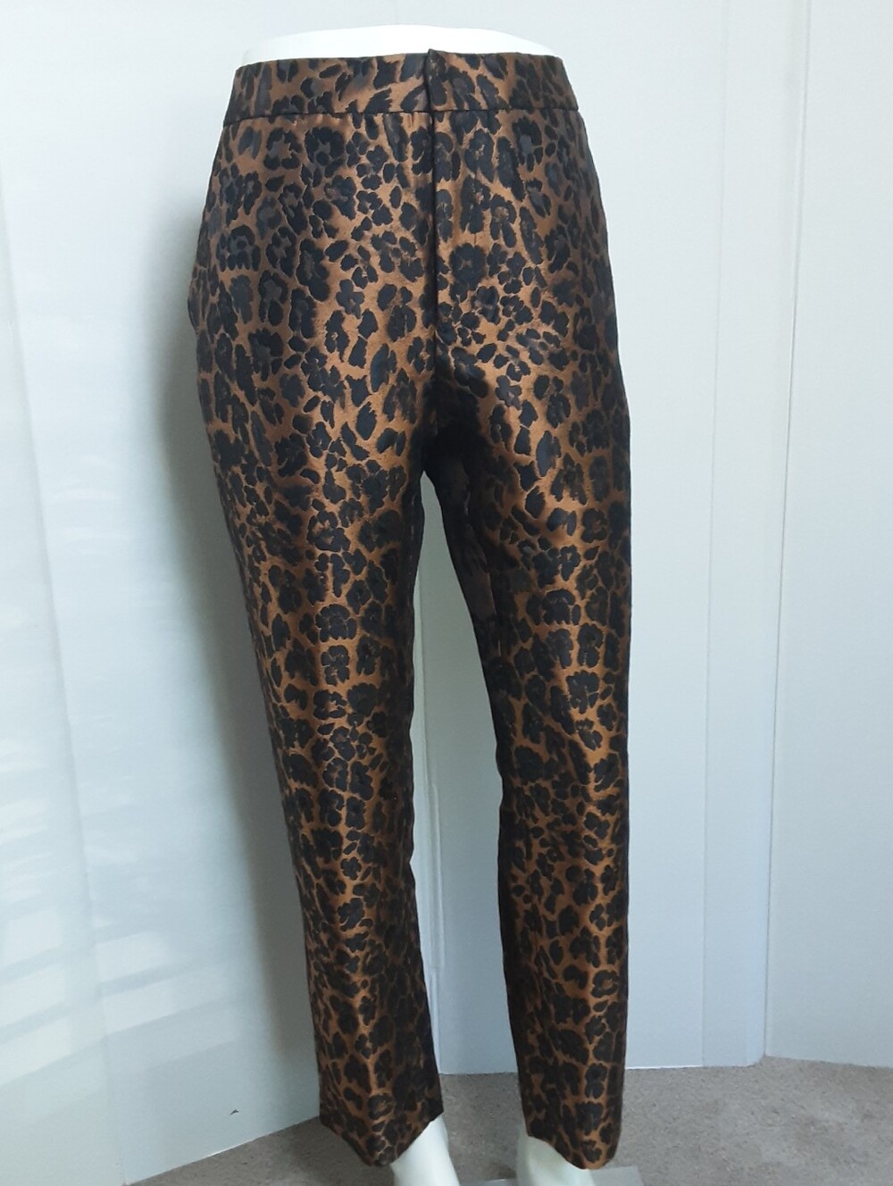 FRNCH Paris Leopard Print Straight Leg Ankle Pants Sz L - NWOT